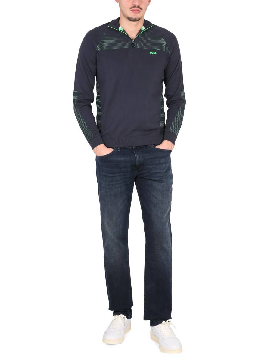 BOSS MAGLIA A COLLO ALTO IN COTONE CON LOGO