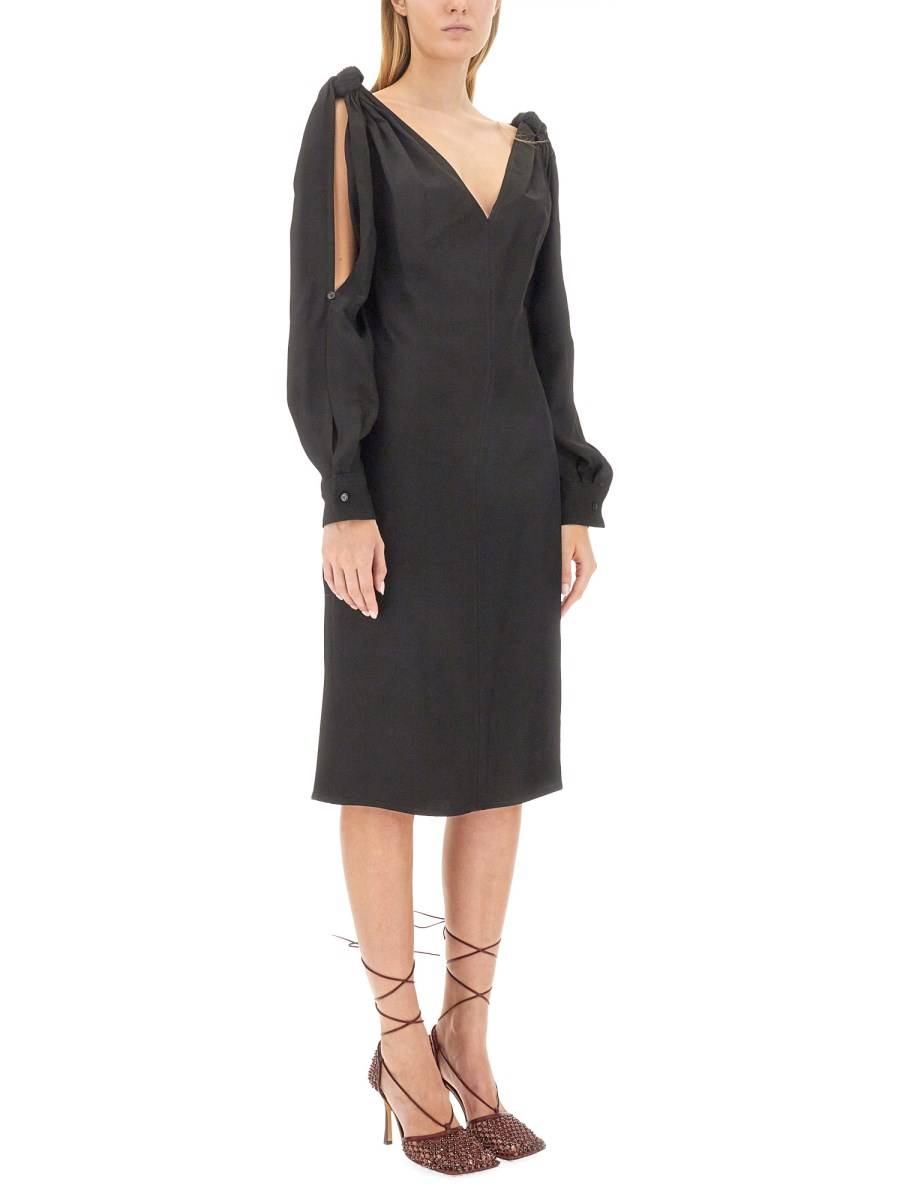 BOTTEGA VENETA ABITO MIDI IN VISCOSA
