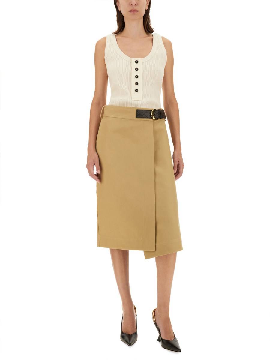 BOTTEGA VENETA GONNA MIDI IN CANVAS