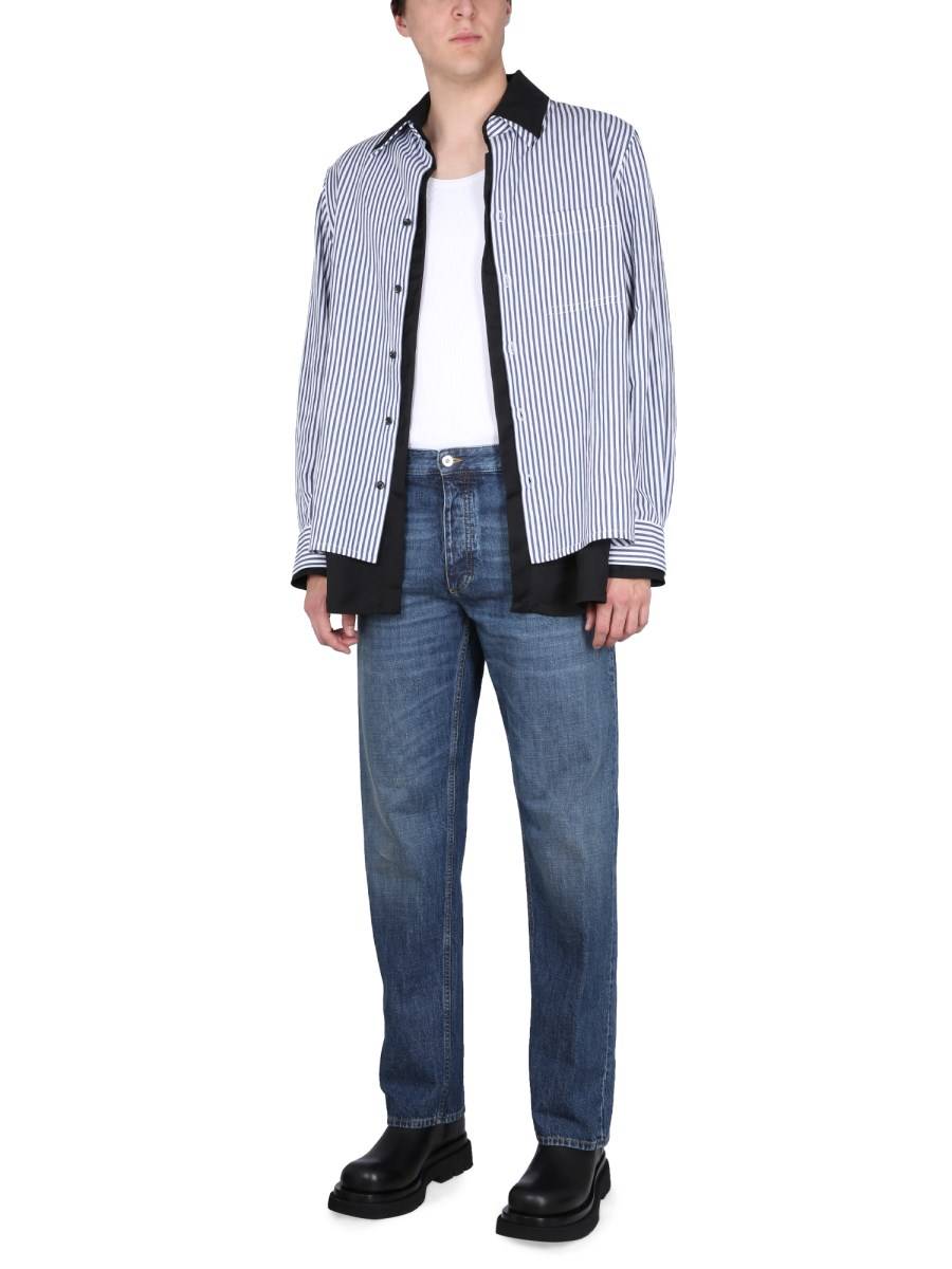BOTTEGA VENETA TOP IN COTONE DRY STRETCH A COSTE