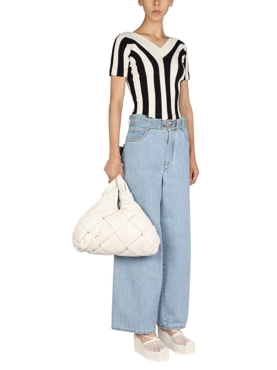 BOTTEGA VENETA TOP IN LINO CON MOTIVO A RIGHE