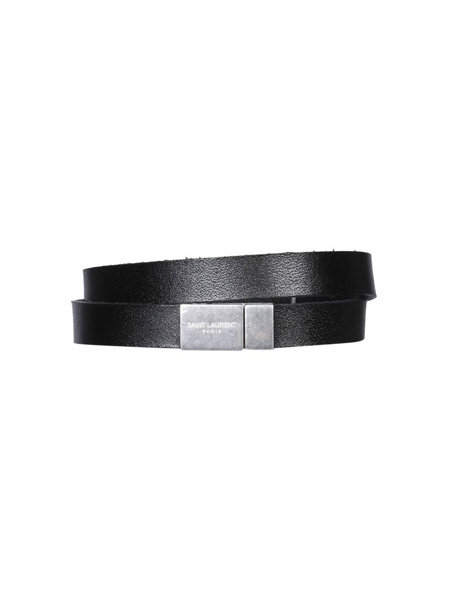 SAINT LAURENT BRACCIALE OPYUM A DOPPIO GIRO IN NABUCK E METALLO