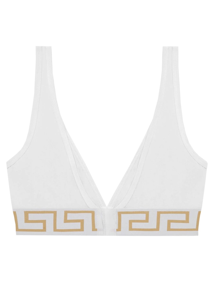 VERSACE BRALETTE IN COTONE STRETCH CON BORDO GRECA E MEDUSA