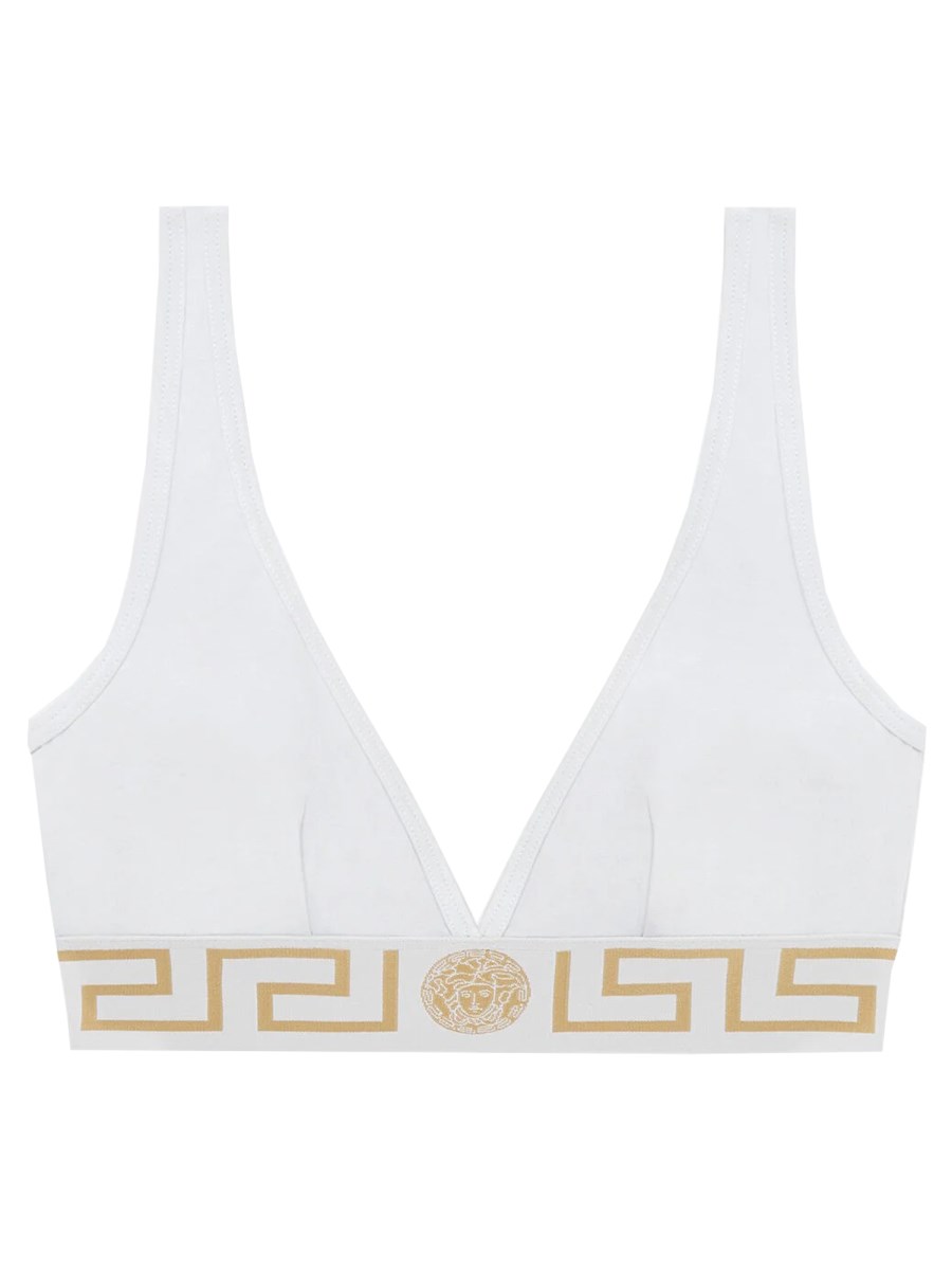 VERSACE BRALETTE IN COTONE STRETCH CON BORDO GRECA E MEDUSA
