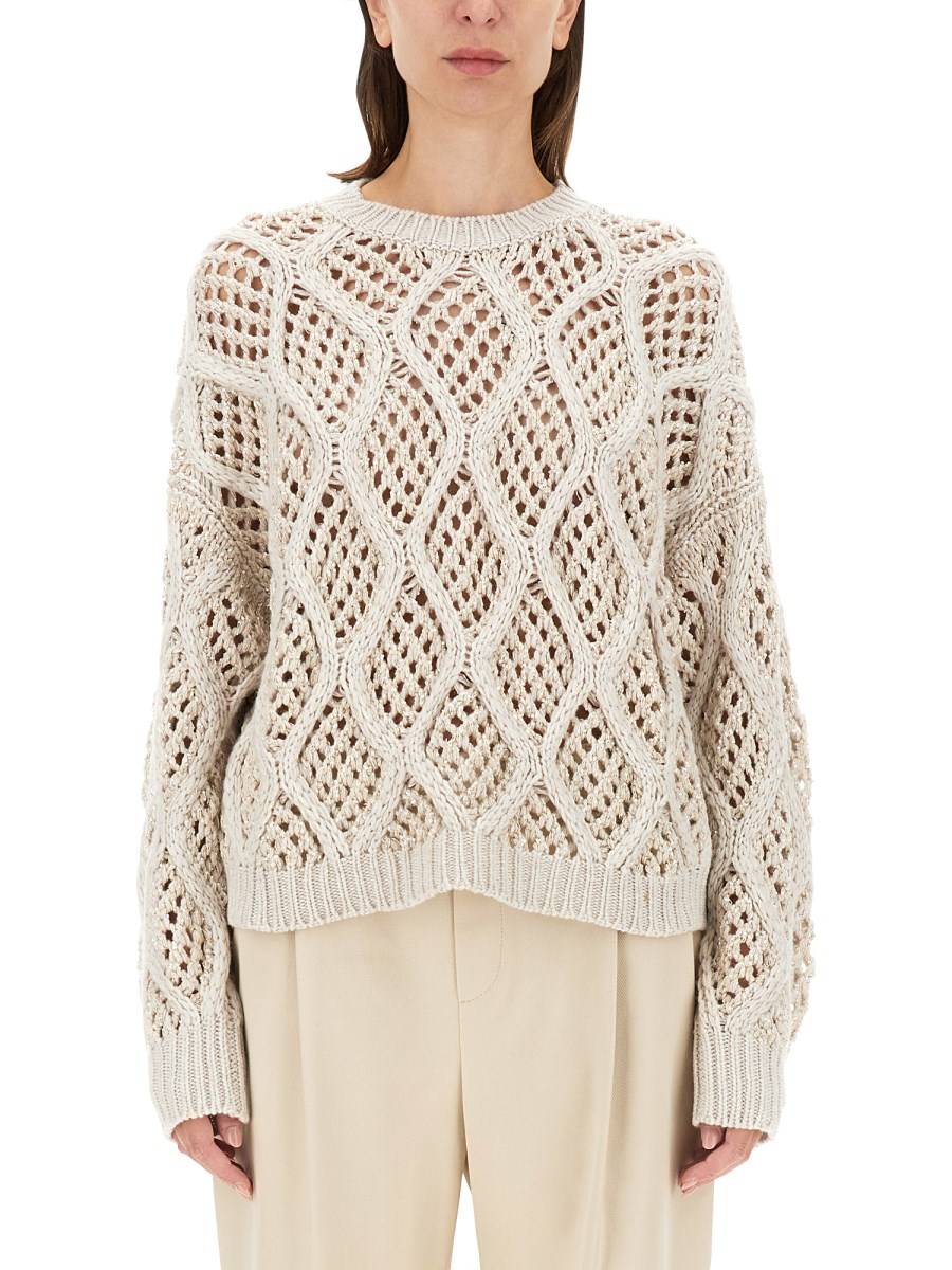 BRUNELLO CUCINELLI MAGLIA IN CASHMERE TRAFORATO