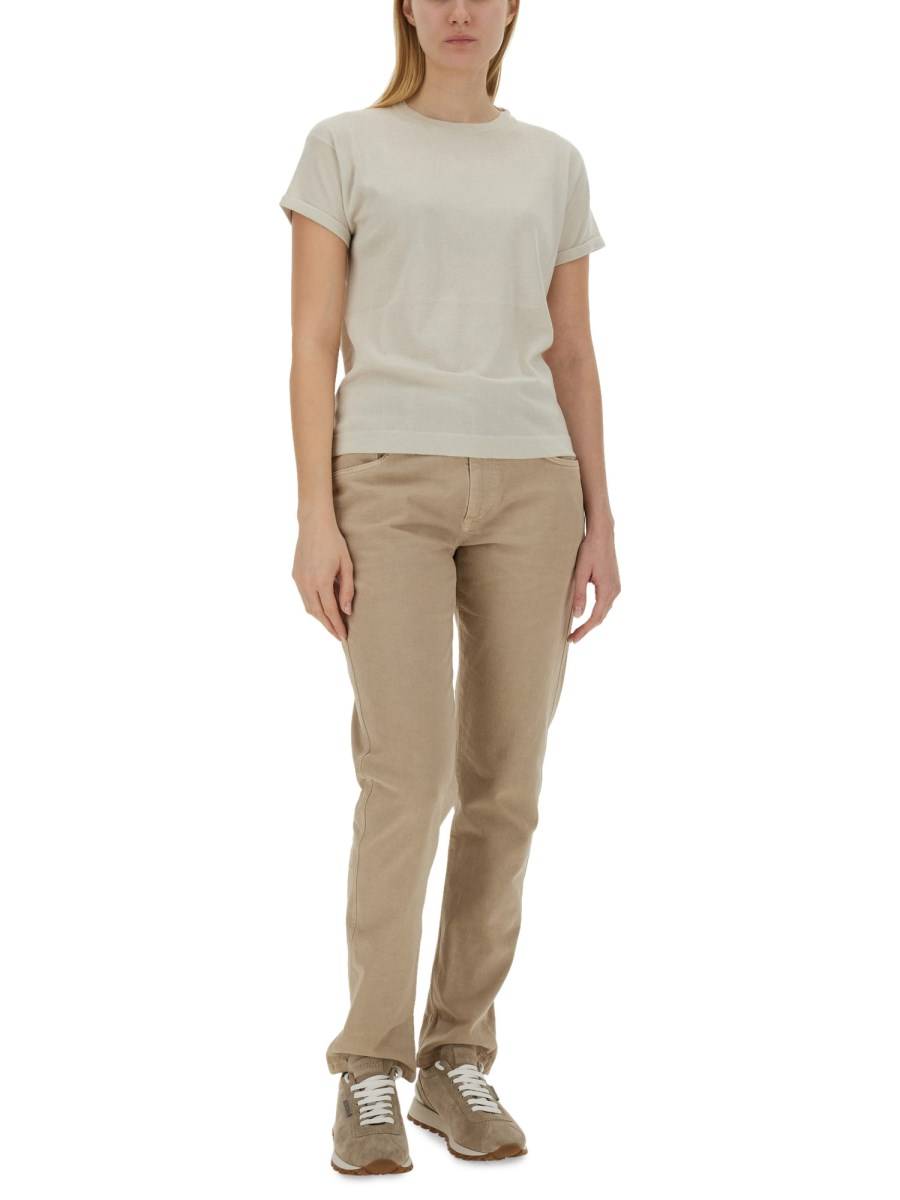 BRUNELLO CUCINELLI T-SHIRT IN CASHMERE E SETA