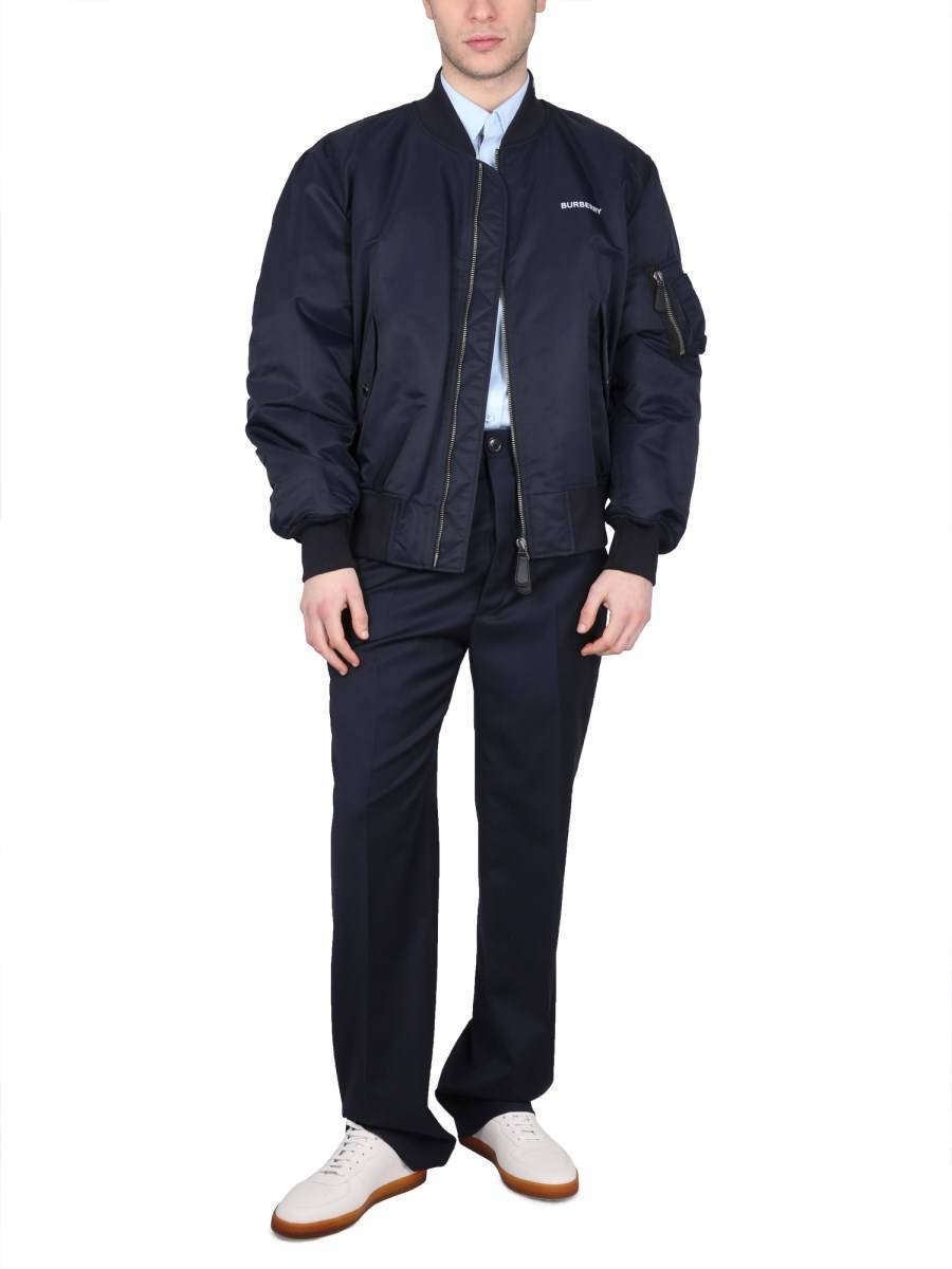 BURBERRY BOMBER IN NYLON CON STAMPA LOGO