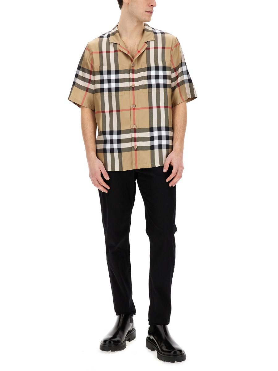 BURBERRY CAMICIA CON STAMPA CHECK IN SETA