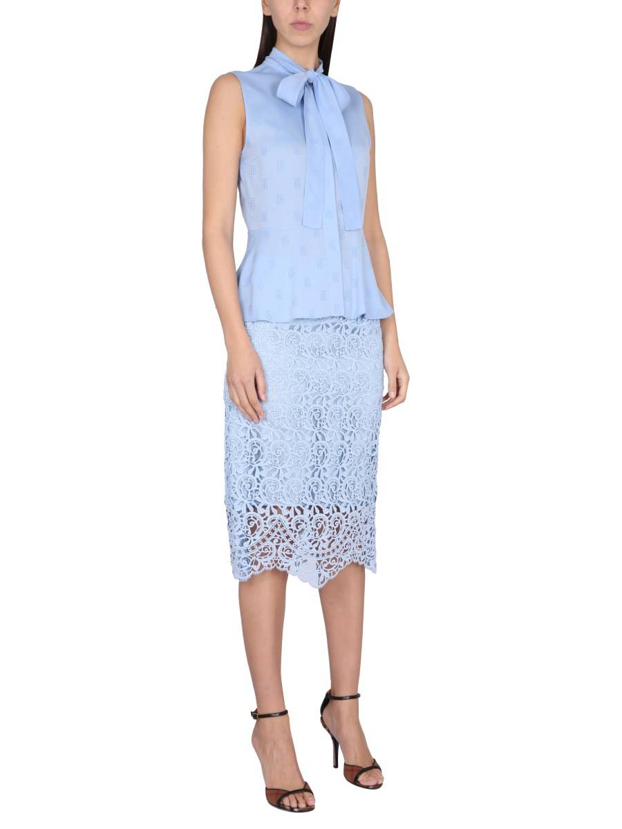 BURBERRY GONNA MIDI IN PIZZO