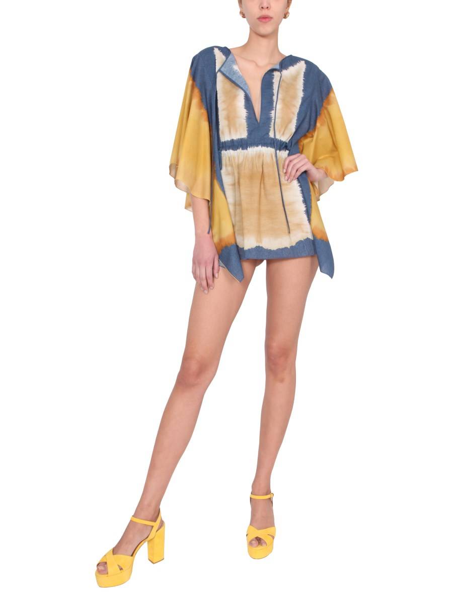 ALBERTA FERRETTI CAFTANO IN COTONE CON STAMPA TIE DYE