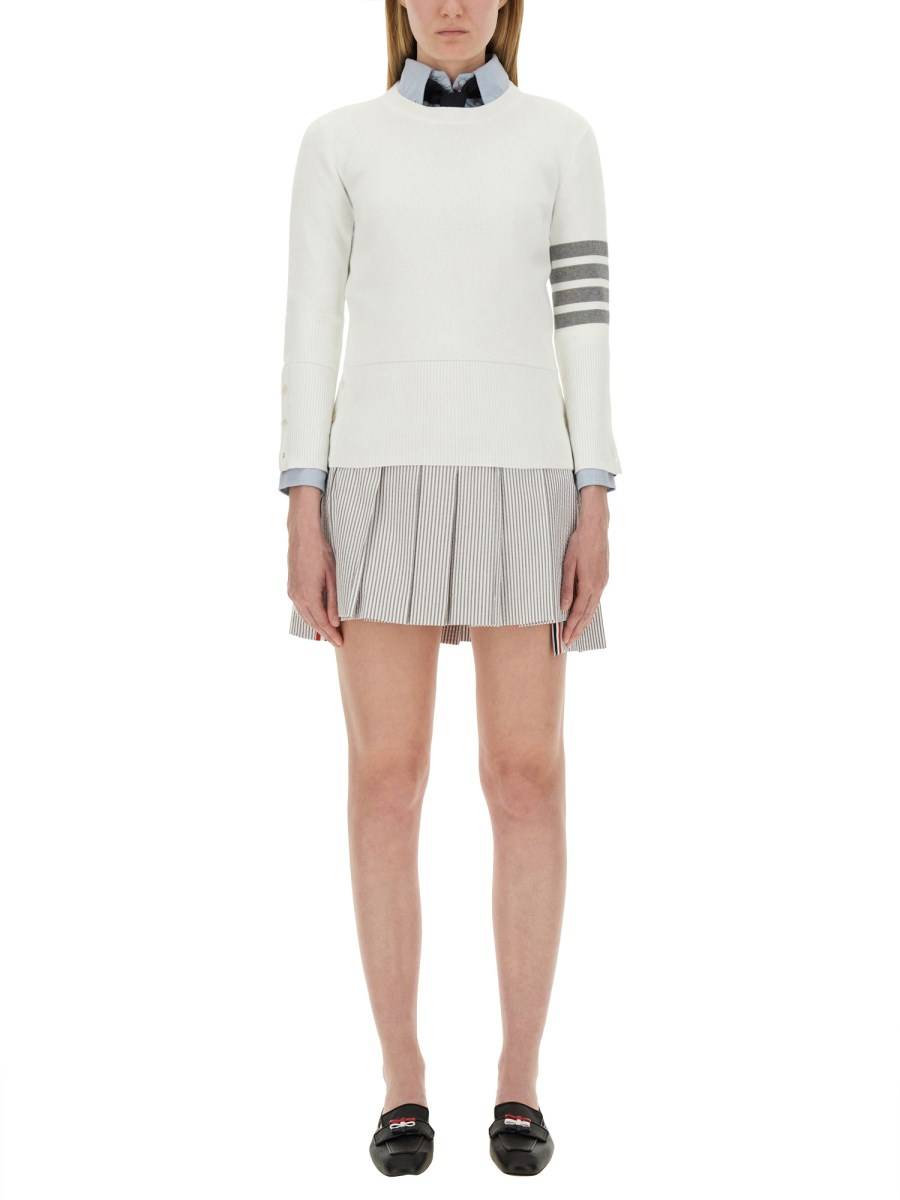 THOM BROWNE CAMICIA BOTTON DOWN IN COTONE CON PATCH LOGO