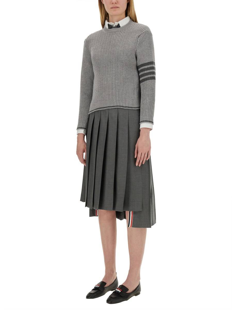 THOM BROWNE CAMICIA BOTTON DOWN IN COTONE CON PATCH LOGO