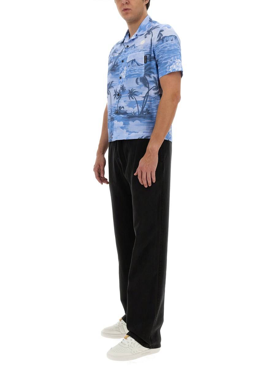 PALM ANGELS CAMICIA BOWLING CON STAMPA TROPICAL SUNSET