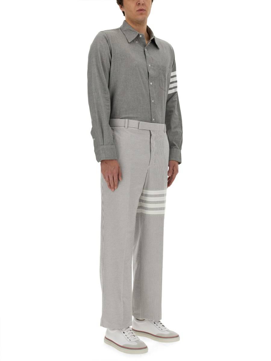 THOM BROWNE CAMICIA BUTTON DOWN STRAIGHT FIT IN CHAMBRAY CON 4-BAR