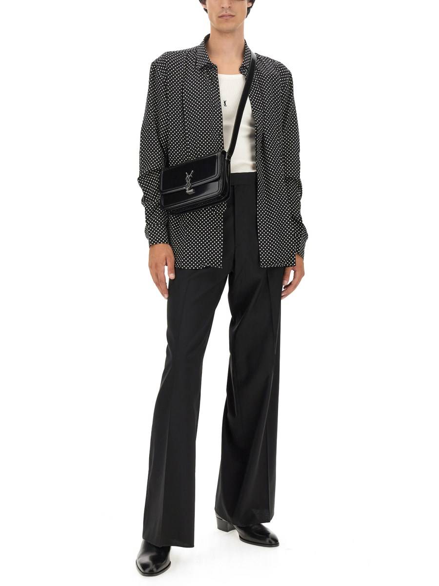 SAINT LAURENT CAMICIA CON COLLO YVES IN CRÊPE DE CHINE A POIS