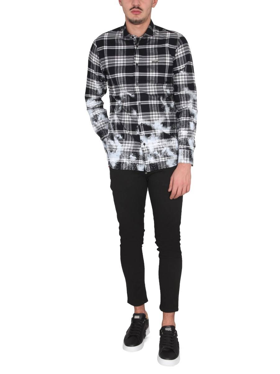 PHILIPP PLEIN CAMICIA CON MOTIVO TARTAN IN FLANELLA