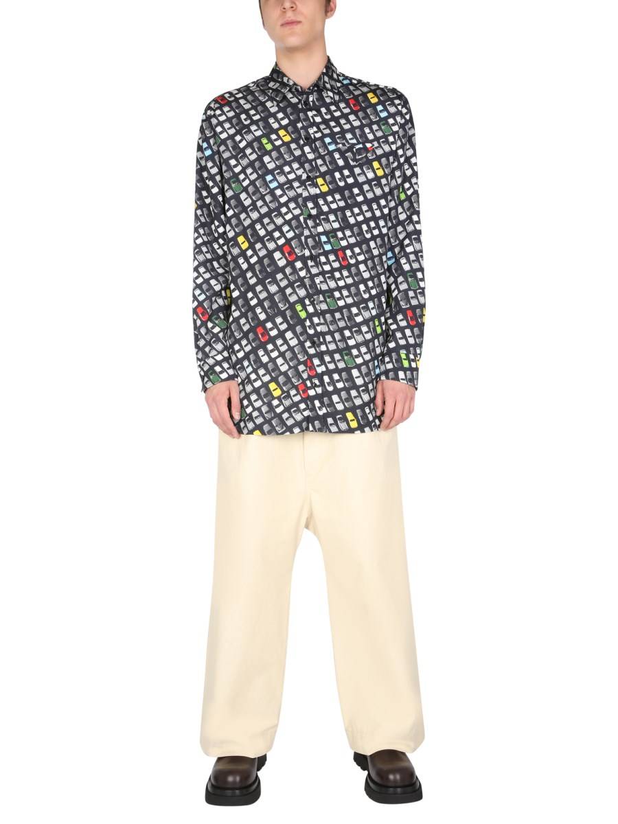 BOTTEGA VENETA CAMICIA CON STAMPA ALLOVER IN MISTO VISCOSA E SETA