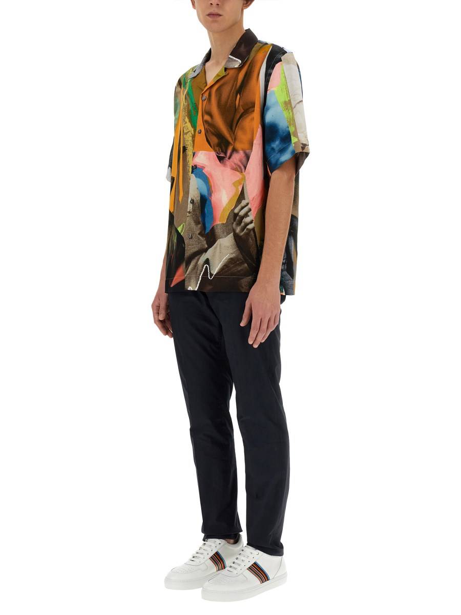 PAUL SMITH CAMICIA CON STAMPA "LIFE DRAWING" IN VISCOSA