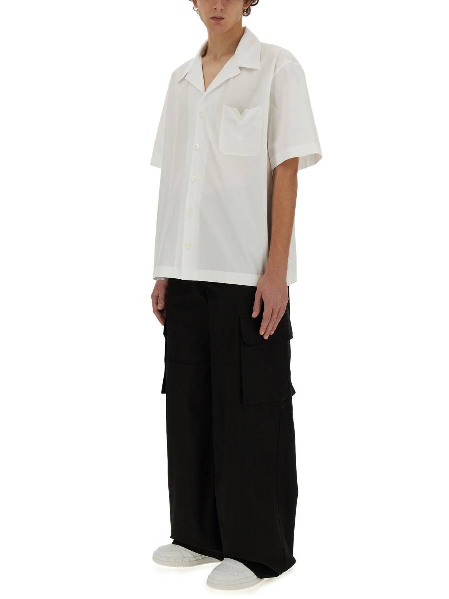 VALENTINO CAMICIA DA BOWLING IN POPELINE DI COTONE CON V DETAIL GOMMATA