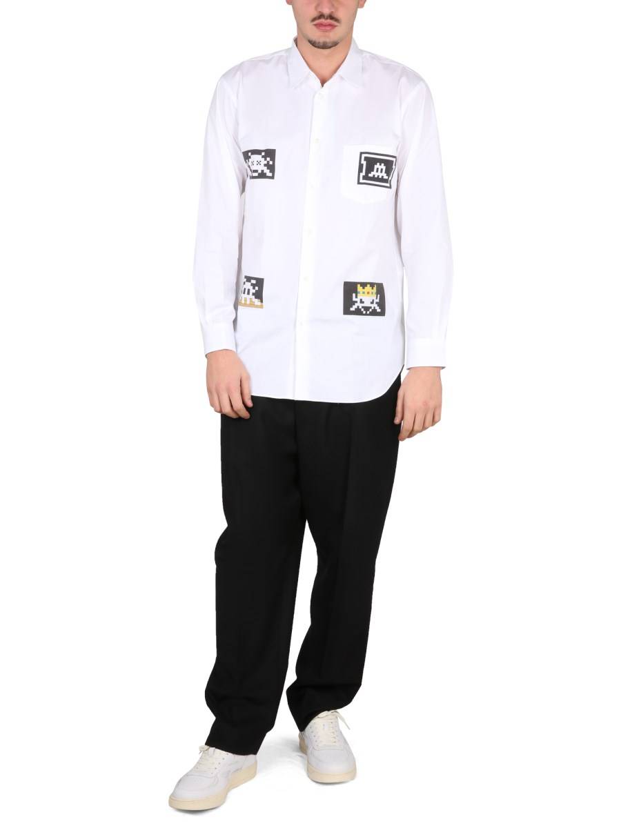 COMME DES GARCONS SHIRT CAMICIA DIGITAL INVADERS IN COTONE