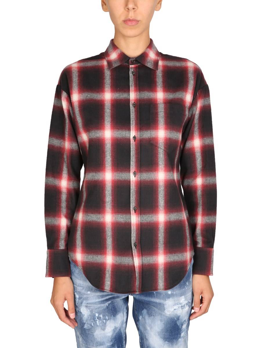 DSQUARED CAMICIA EASY DEAN IN FLANELLA DI COTONE STAMPA CHECK