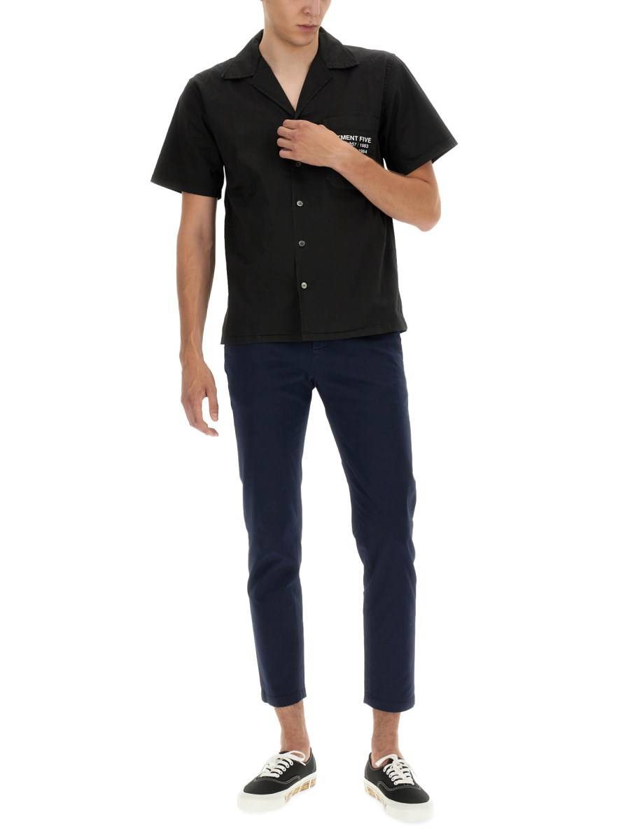 DEPARTMENT FIVE CAMICIA HAWAIANA IN COTONE CON STAMPA LOGO