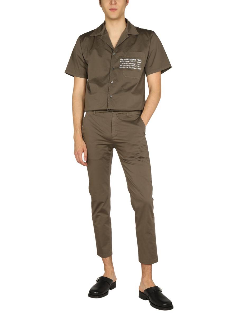 DEPARTMENT FIVE CAMICIA HAWAIANA IN COTONE CON STAMPA LOGO