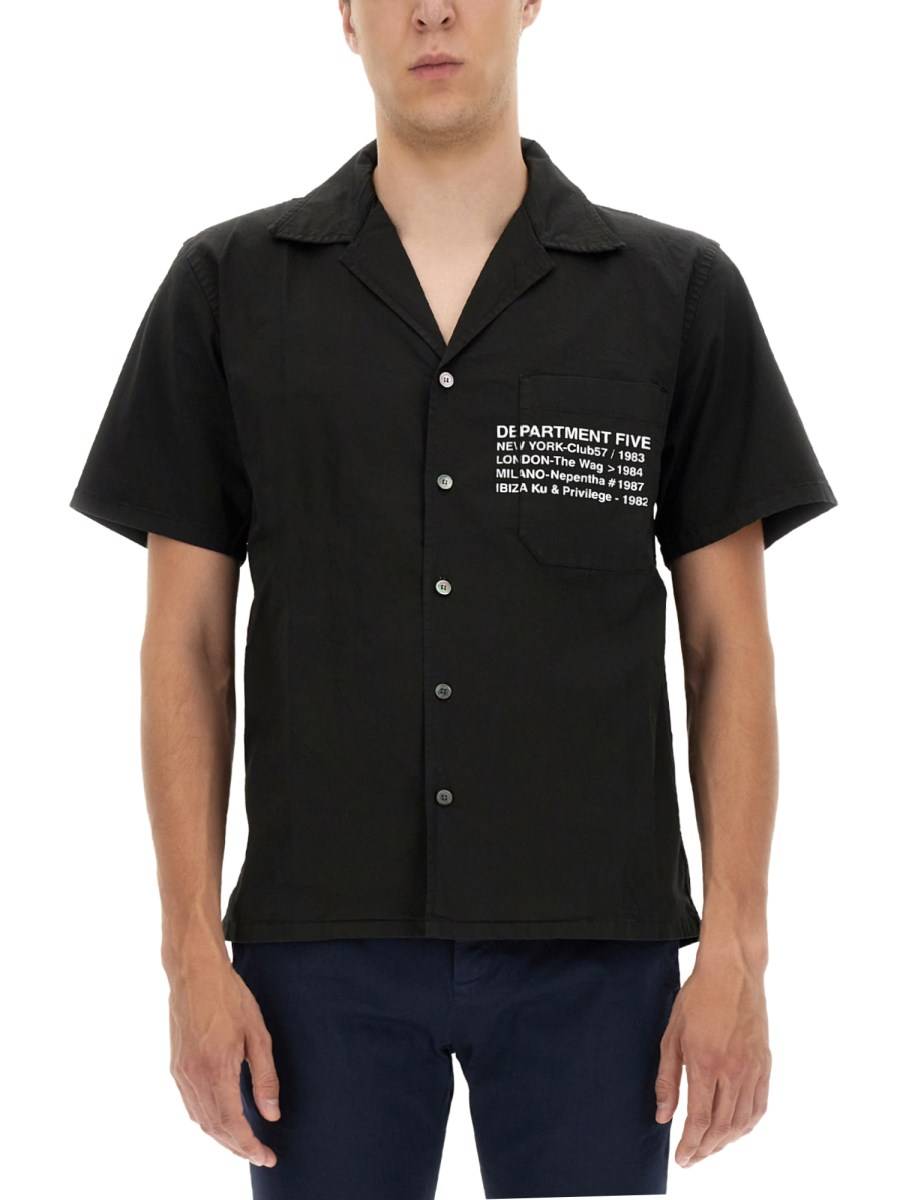 DEPARTMENT FIVE CAMICIA HAWAIANA IN COTONE CON STAMPA LOGO