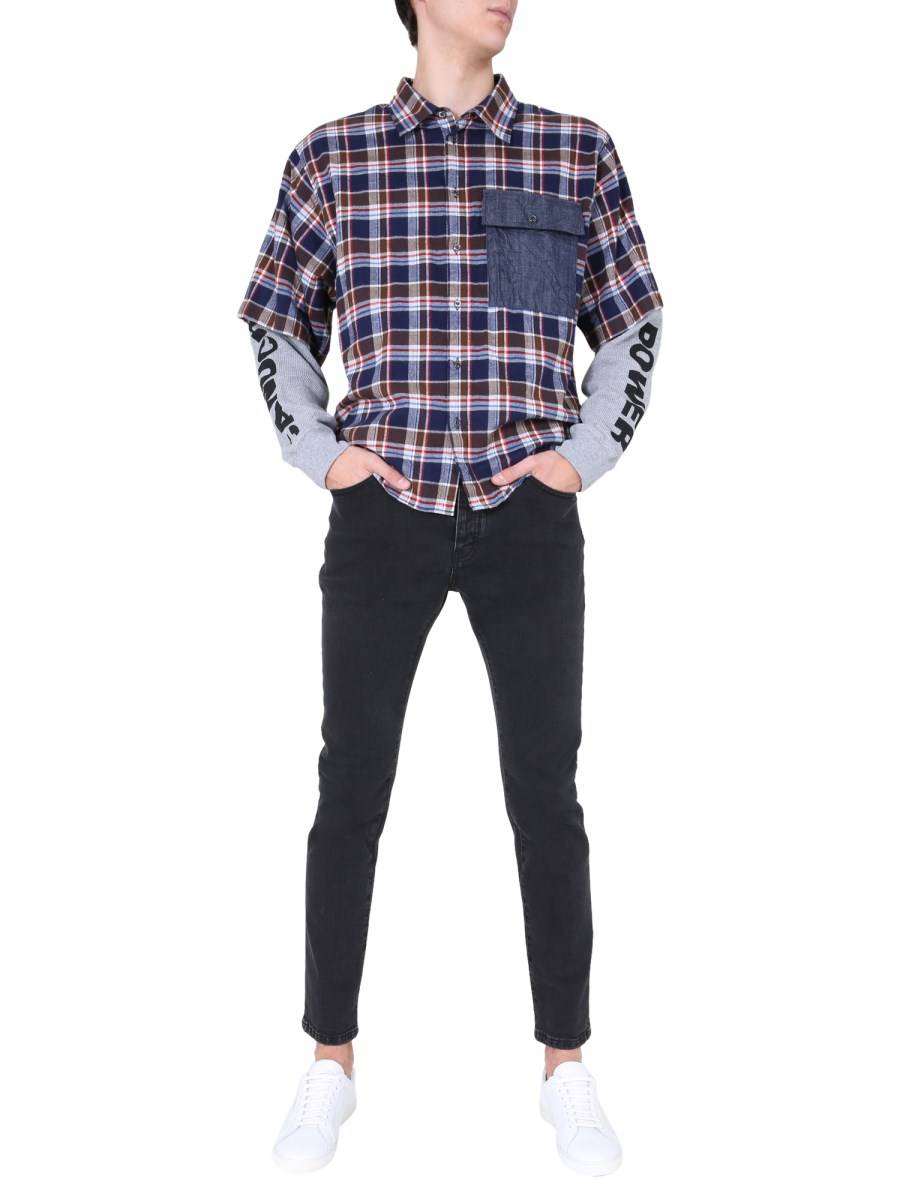 DSQUARED CAMICIA IN FLANELLA A QUADRI CON DOPPIA MANICA