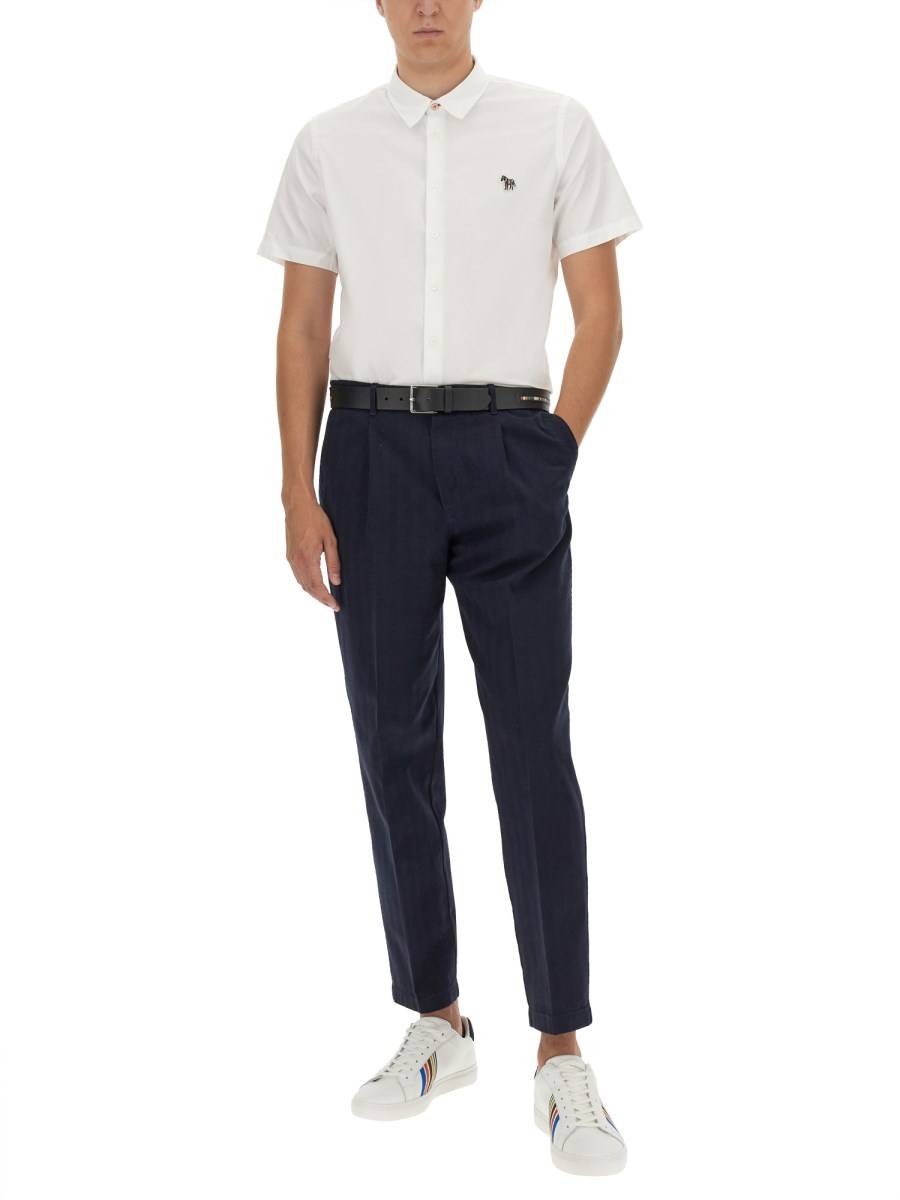PS BY PAUL SMITH CAMICIA IN POPELINE DI COTONE CON PATCH ZEBRA