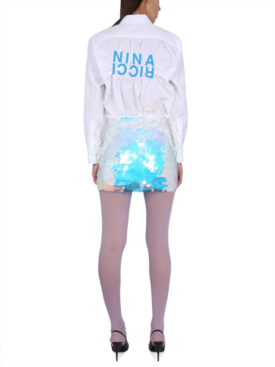 NINA RICCI CAMICIA IN POPELINE DI COTONE CON RICAMO LOGO