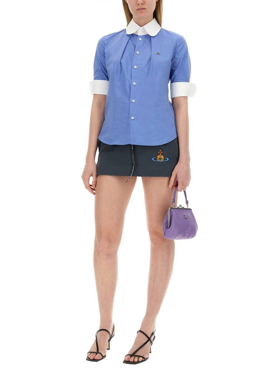 VIVIENNE WESTWOOD CAMICIA IN POPELINE DI COTONE CON RICAMO ORB