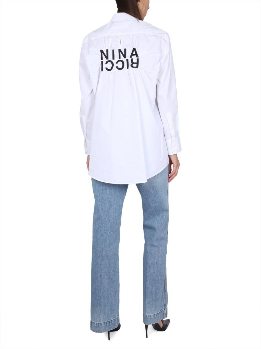 NINA RICCI CAMICIA IN POPELINE DI COTONE CON STAMPA LOGO