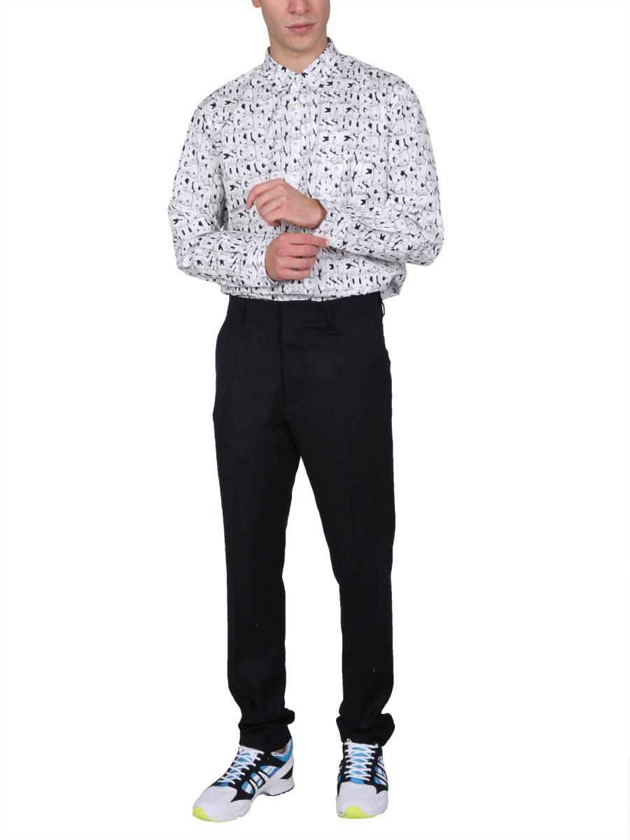 COMME DES GARCONS SHIRT CAMICIA IN POPELONE DI COTONE CON STAMPA X KAWS