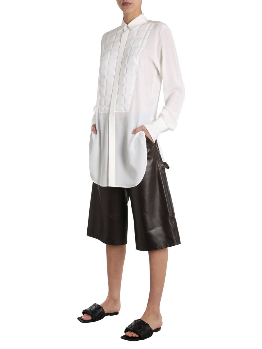 BOTTEGA VENETA CAMICIA IN SETA CREPE DE CHINE WASHED CON TRAPUNTATURA IMBOTTITA