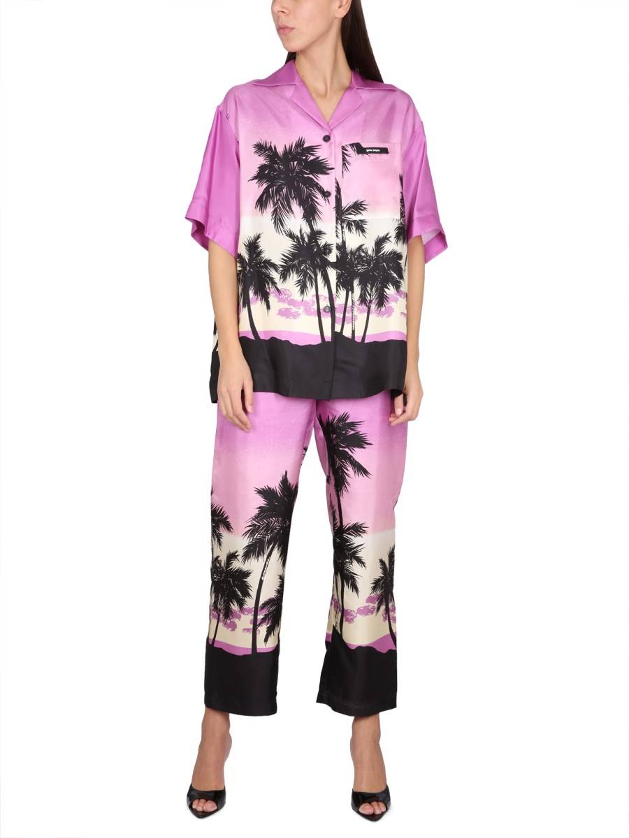PALM ANGELS CAMICIA IN STILE BOWLING CON STAMPA SUNSET