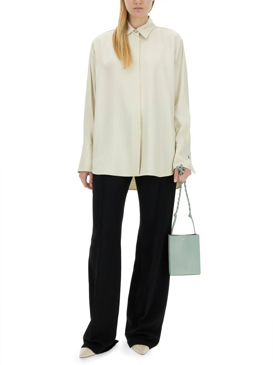 JIL SANDER CAMICIA IN VISCOSA E SETA CON MANICHE LUNGHE