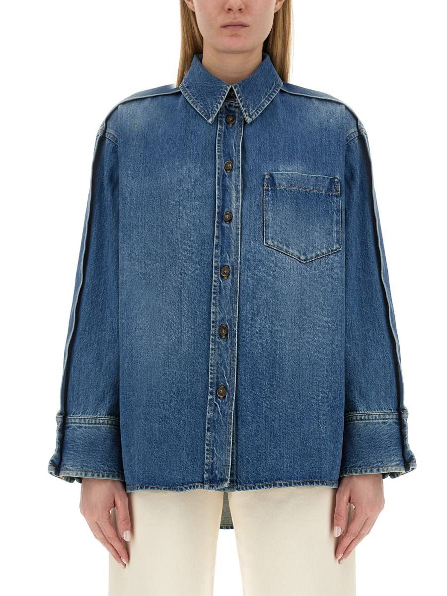 VICTORIA BECKHAM CAMICIA OVERSZIE FIT IN DENIM DI COTONE