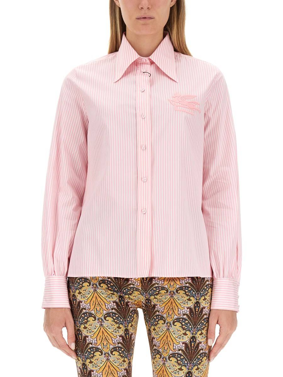 ETRO CAMICIA PEGASO CON MOTIVO RIGA IN POPELINE DI COTONE