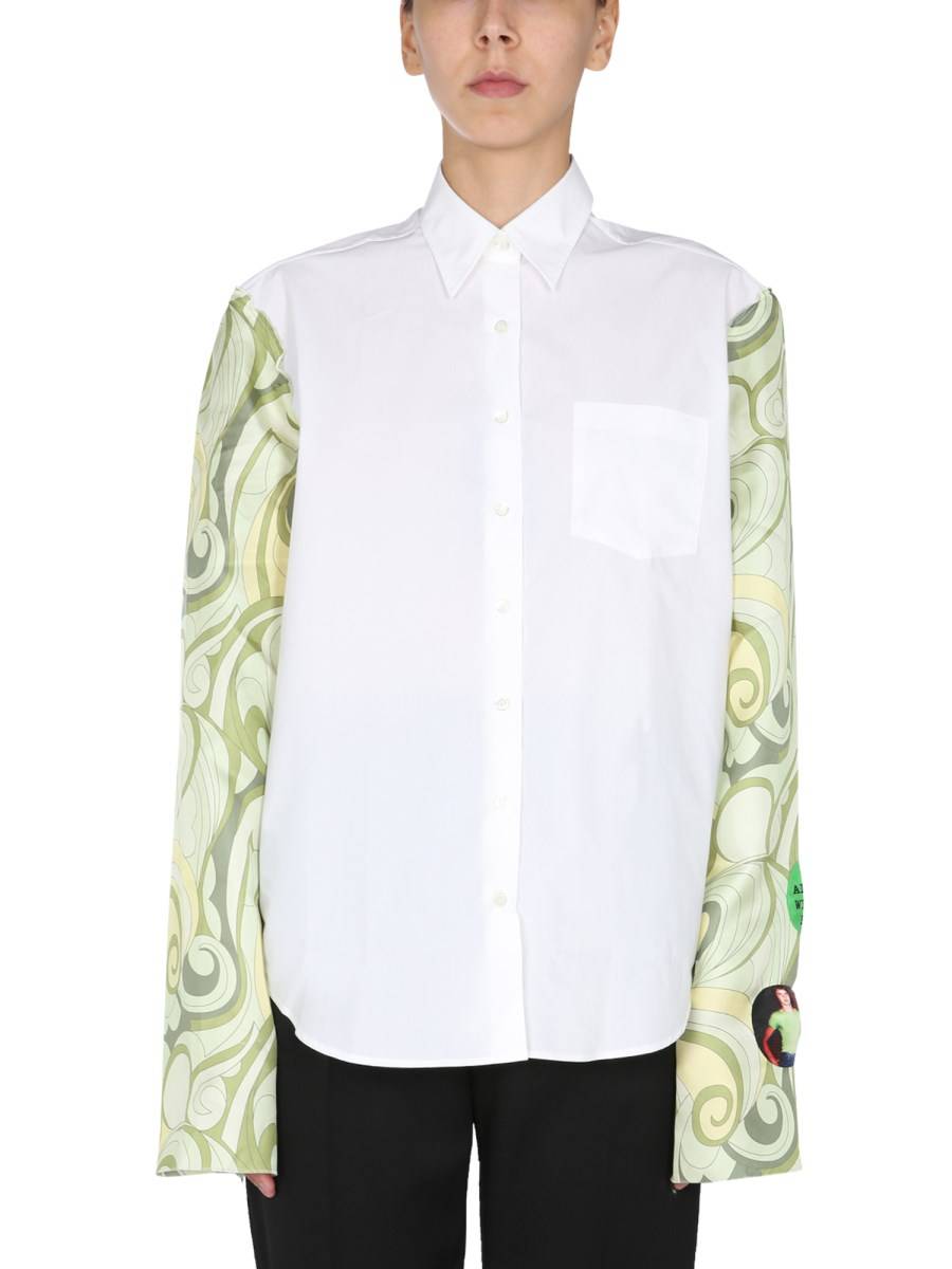 RAF SIMONS CAMICIA REGULAR FIT IN POPELINE DI COTONE