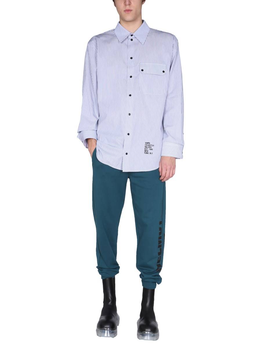 HELMUT LANG CAMICIA "TWIN STRIPE" IN POPELINE DI COTONE