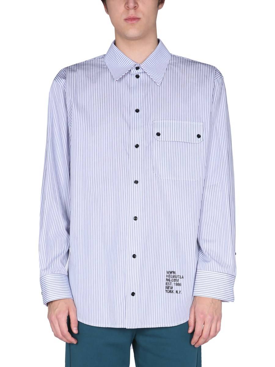 HELMUT LANG CAMICIA "TWIN STRIPE" IN POPELINE DI COTONE