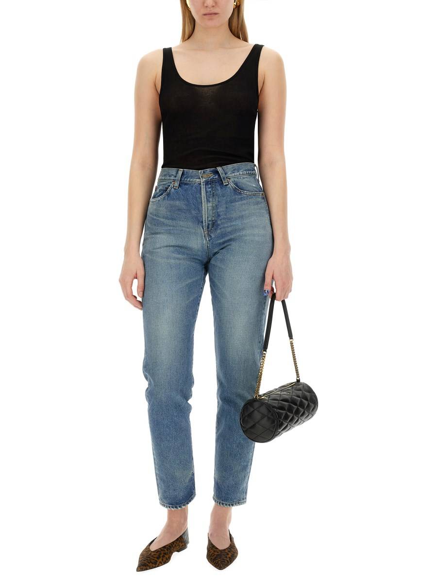 SAINT LAURENT CANOTTA SEMI-TRASPARENTE IN JERSEY DI LANA LEGGERO