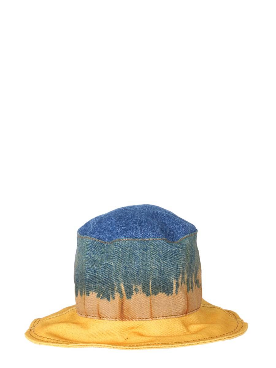 ALBERTA FERRETTI CAPPELLO BUCKET IN DENIM DI COTONE CON STAMPA TIE DYE E LOGO