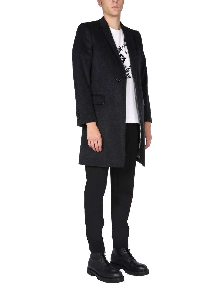 DOLCE & GABBANA CAPPOTTO MONOPETTO IN VELOURS DI LANA E CASHMERE
