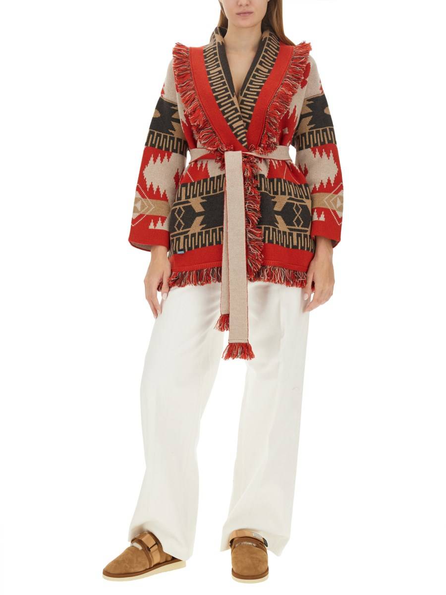 ALANUI CARDIGAN ICON IN CASHMERE JACQUARD SAND FIRE