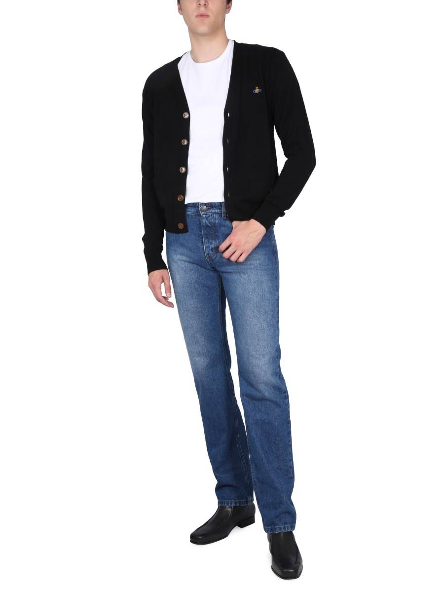 VIVIENNE WESTWOOD CARDIGAN IN LANA MERINO CON RICAMO ORB