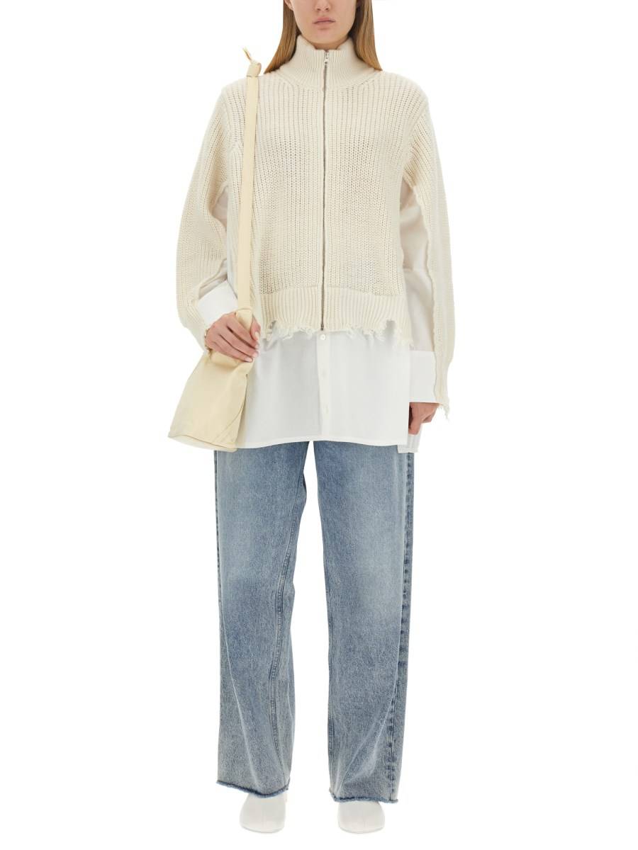 MM6 MAISON MARGIELA CARDIGAN IN MAGLIA A COSTE CON ZIP