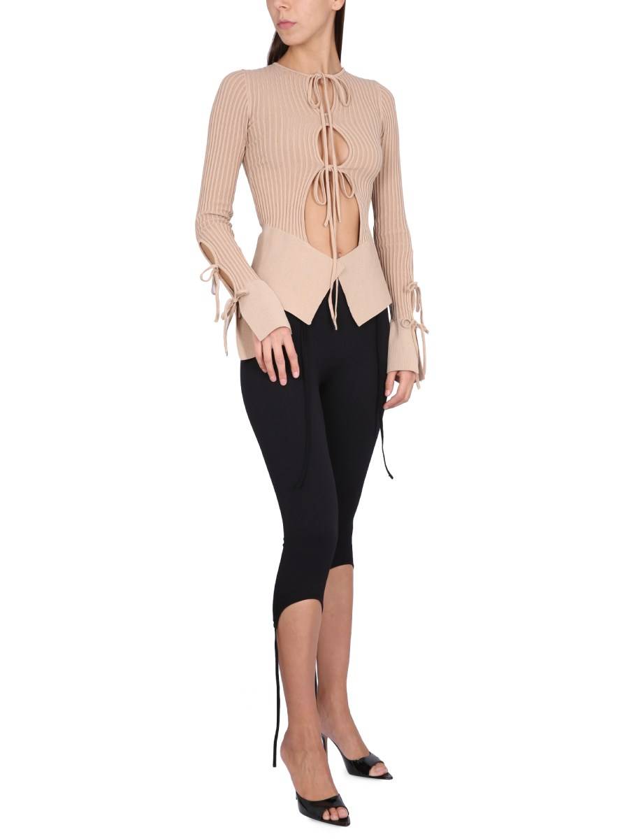 ANDREADAMO CARDIGAN IN MAGLIA A COSTINE CON DETTAGLI CUT OUT