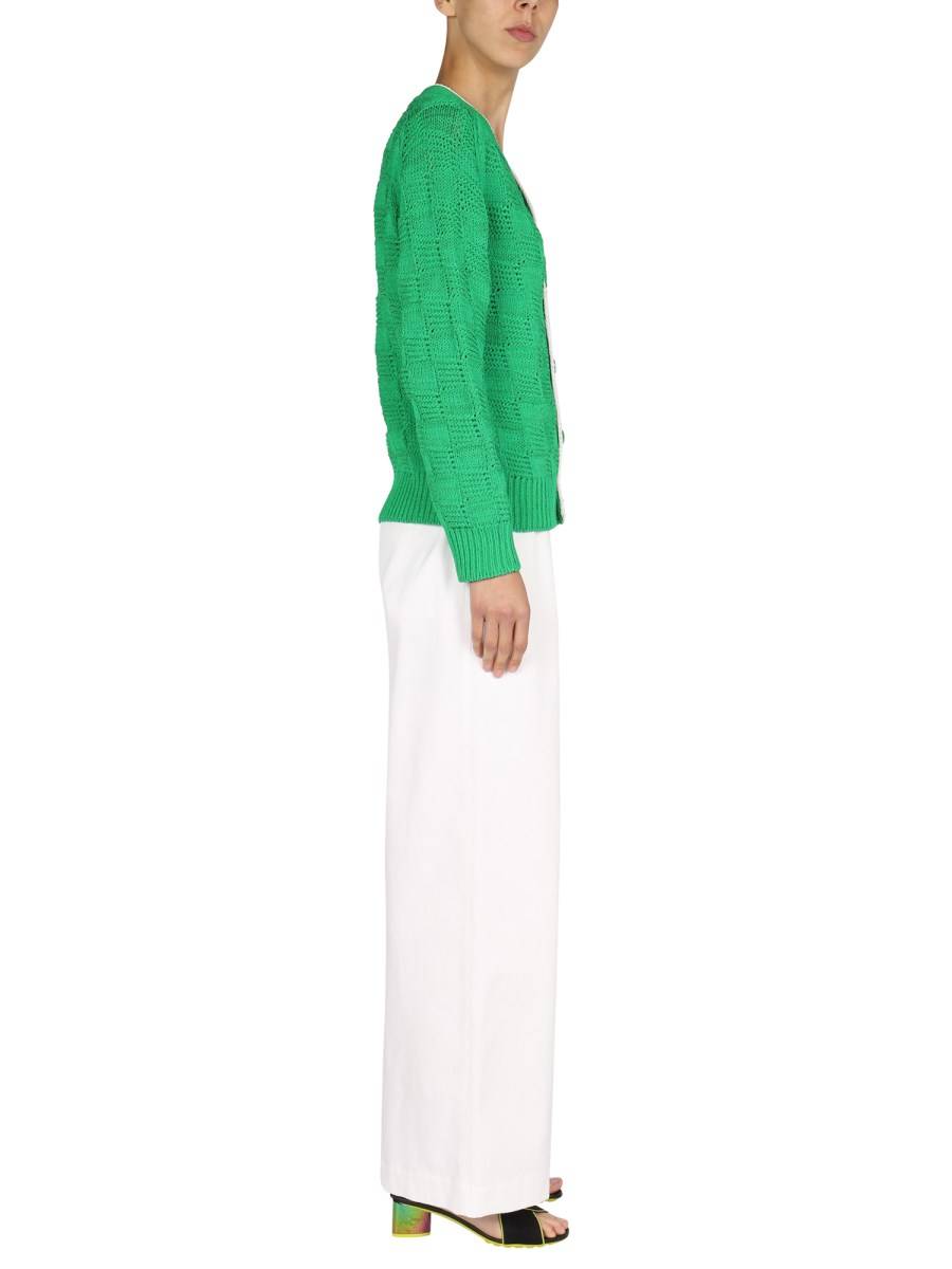 BOTTEGA VENETA CARDIGAN IN MISTO COTONE CON MOTIVO INTRECCIATO